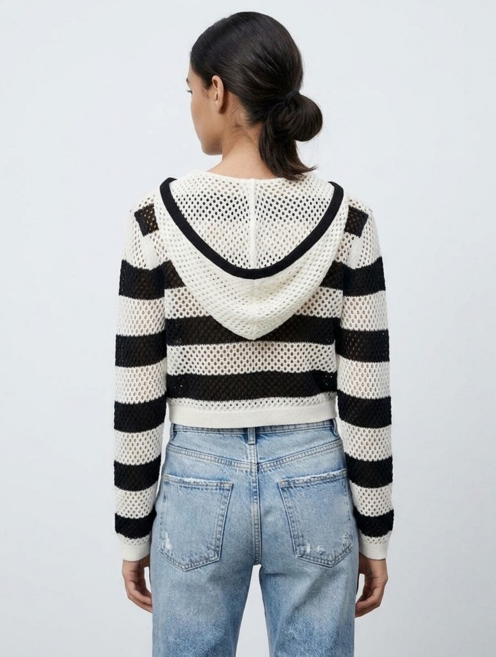 Zara Knit Cropped Top With Hoodie